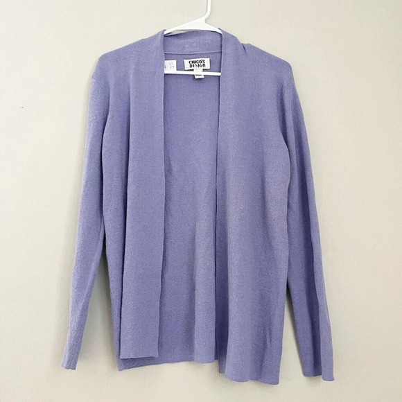 Chicos Women's Linen Open Cardigan Small Purple Long Sleeve Vintage Y2K - Picture 1 of 8